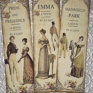 Jane Austen tags, set of 6, all different. Novel by a Lady,