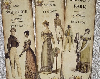 Jane Austen tags, set of 6, all different. Novel by a Lady,