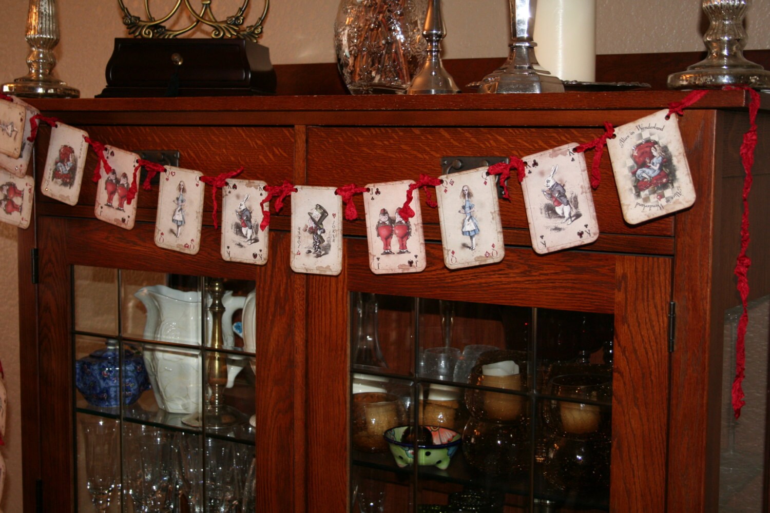 Playing Cards Rhinestone New Alice in Wonderland Playing Card Banner With Rhinestones, 17 Cards ...
