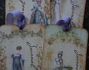 4 Jane Austen inspired tags / Regency Tags XL 5" x 3 1/2"