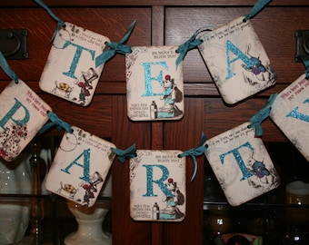 Tea Party  Banner, Alice in Wonderland.