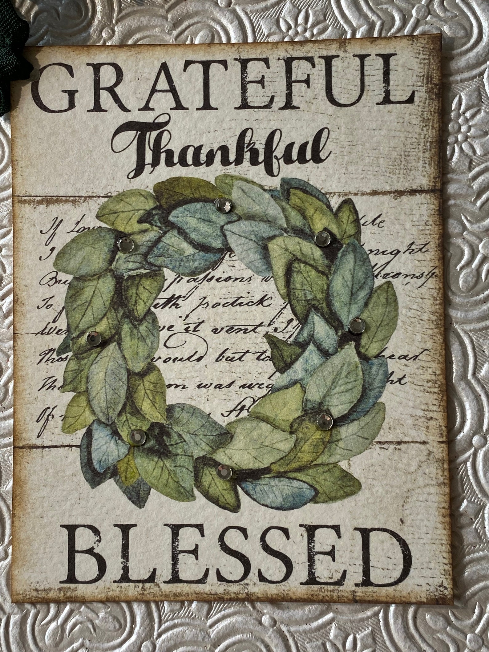 Set of 4 Grateful / Thankful / Blessed Tags With Crystal Rhinestones ...