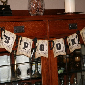 SPOOKY Halloween Banner with Skull decoration and crystal rhinestones image 1