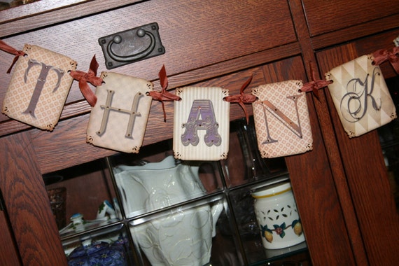 THANKFUL, Thanksgiving Banner with rhinestones