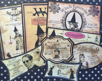 Halloween sticker Labels, set of 8
