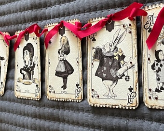 Alice in Wonderland Banner / Garland  with red crystal rhinestones.