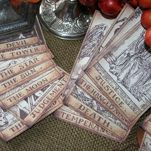 Tarot card banner / Tarot Cards, set of 22 all different, Halloween decor.