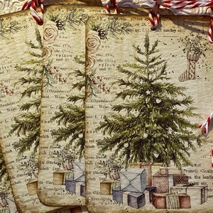 Set of 4 Tree tags Holiday/Christmas
