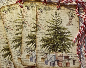 Juego de 4 etiquetas para árboles de Navidad/Fiestas