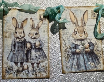 Vintage style Easter Banner/Garland with bunnies.