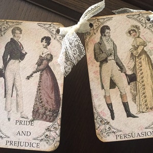 Jane Austen inspired banner, with rhinestones and silver German glass glitter.