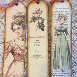 Jane Austen, Pride and Predujice  Bookmarks or tags set of 6