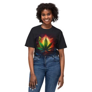 Vibrant Marijuana Leaf Unisex HD Cotton T-Shirt