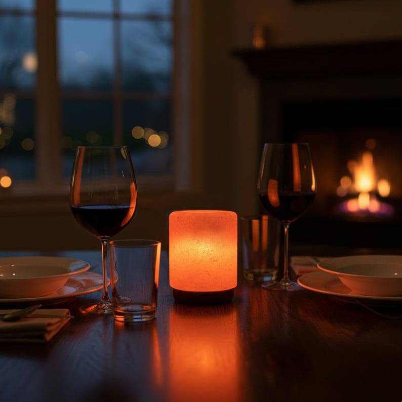 Mini lámpara cilíndrica de sal del Himalaya con conexión USB: Decoración artesanal de sal rosa.