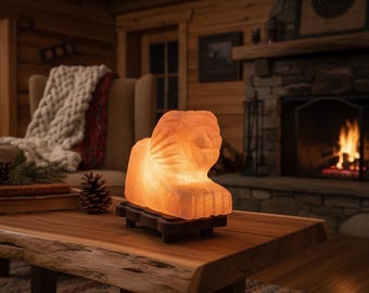 Lion-Shaped Himalayan Pink Salt Lamp: Hand-Carved Natural Decor