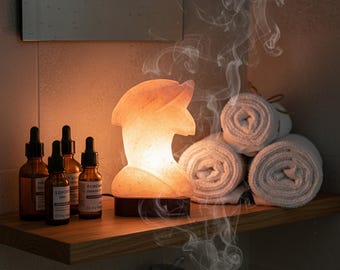 Lámpara de sal del Himalaya con forma de delfín: decoración artesanal con sal de roca rosa