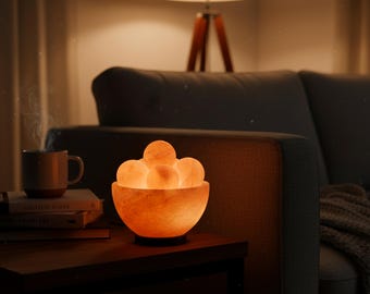 Lampe de sel de l'Himalaya en forme de brasero : Décoration naturelle sculptée à la main
