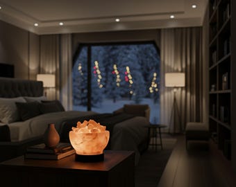 Mini Bowl with Chunks Himalayan Salt USB Lamp: Handcrafted Pink Rock Salt Decor