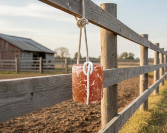 ヒマラヤピンクソルト（ロープ付き）舐めブロック：天然馬用おやつ