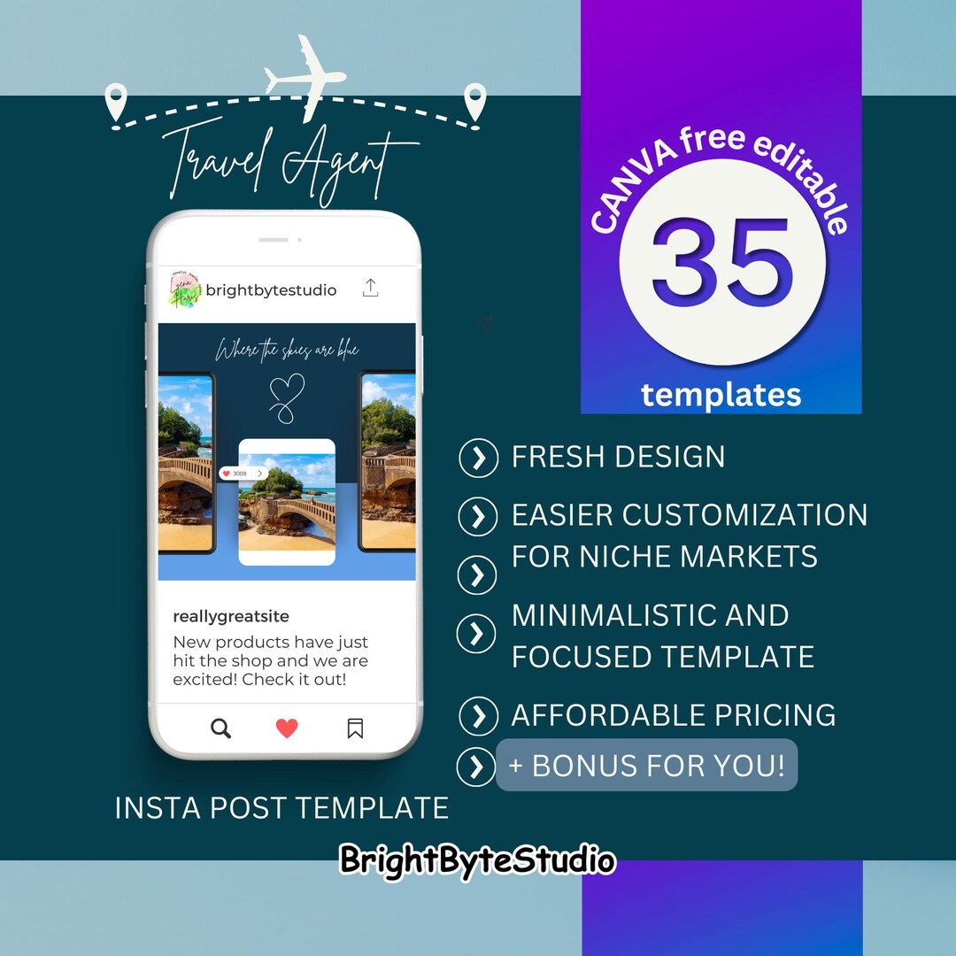 Travel Agent Instagram Templates | Customizable Canva Designs (digital ...