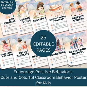 Verhalten im Klassenzimmer Bearbeitbar | Poster Vorlage Vorschule | Kindergarten | Klassenzimmer Regeln | Lernposter | von Kinder zu Kindern