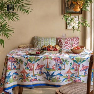 Linen Tablecloth,Home Decoration,Tablecloth,William Morris,Strawberry Thief,Vintage flower pattern,intage decor,100% linen,HousewarmingGifts