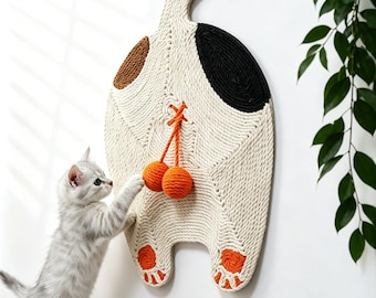 Natural Sisal Cat Scratcher Mat, Cat Butt Design, Interactive Toy, Wall Hanging Pet Decor