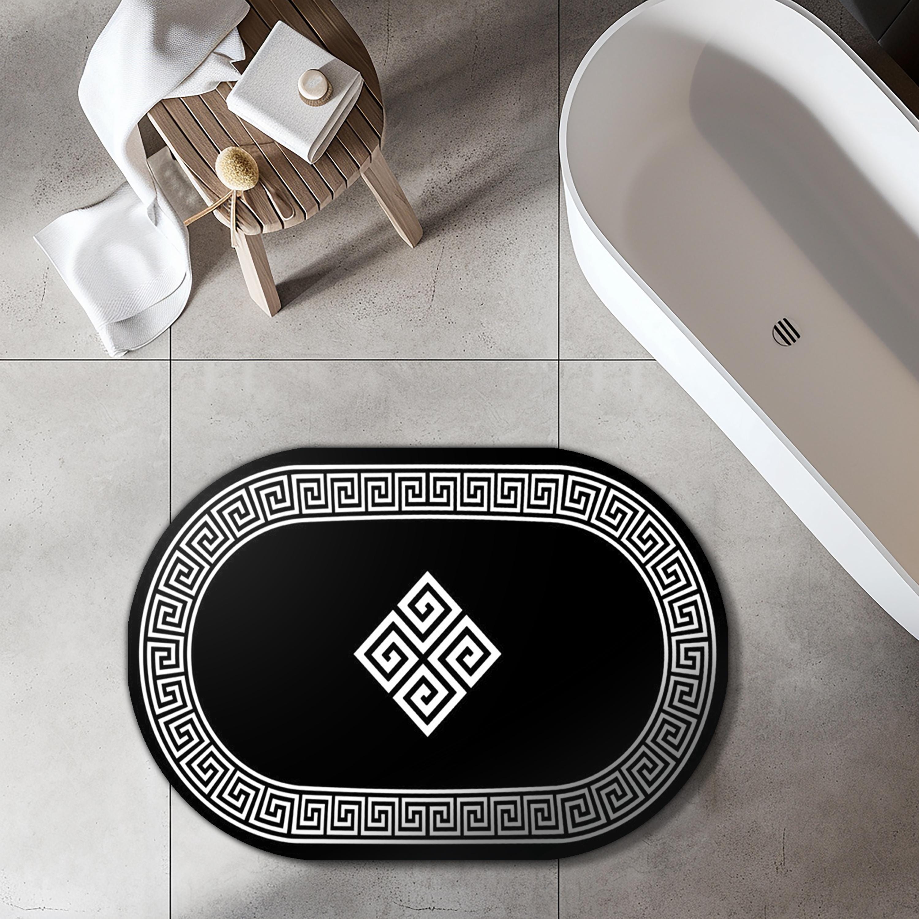 Modern Bathroom Mat, Black and White Bath Rug, Nonslip Bath Rug, Home