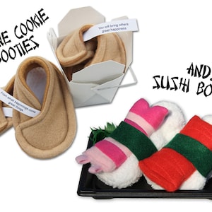 Fortune Cookie Booties® AND Sushi Booties® - Two Pairs of Baby Shoes