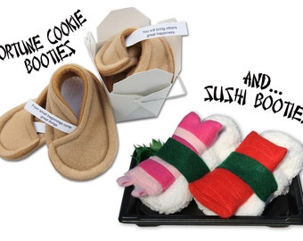 Fortune Cookie Booties® AND Sushi Booties® - Two Pairs of Baby Shoes