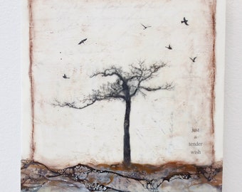 Encaustic Painting, Wax Painting, Tree Series, Original Encaustic Art, Tree Encaustic Painting