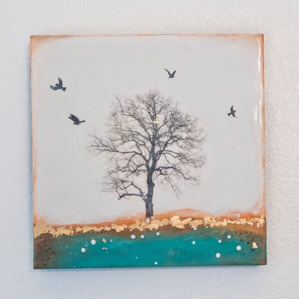 Encaustic Painting, Wax Painting, Tree Series, Original Encaustic Art, Tree Encaustic Painting