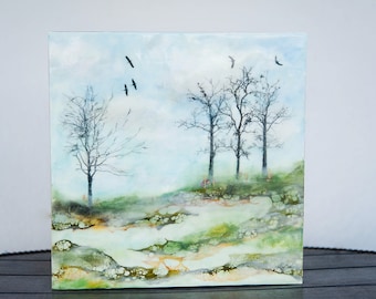 Encaustic Painting, Wax Painting, Tree Series, Original Encaustic Art, Tree Encaustic Painting