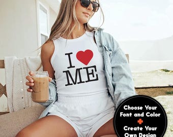 Custom I Heart Tank, Personalized Y2K Top, Concert Outfit, Customizable Crop Shirt