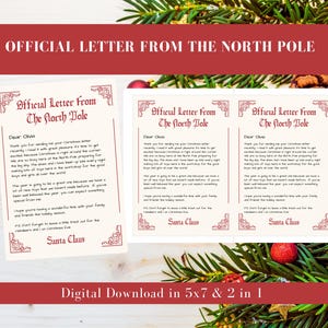 Santa Claus Letter Template, Letter from the North Pole, Christmas Note, 100% Editable Text, Santa Mail, Christmas Eve, Instant Download