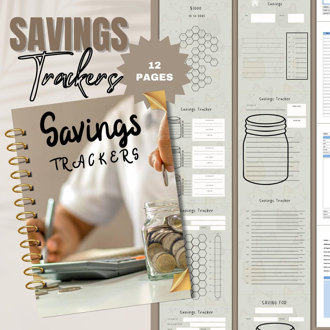 Savings Tracker | Printable Financial Planner | Savings Goal Tracker | Money Management ...