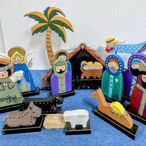 Nativity Scene (16 pcs) Religious Christmas Decor, Handmade Christmas Decorations, Nativity Set, Manger Scene, Family Christmas Gift
