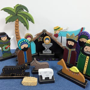 Nativity Scene (15 pcs), Nativity Set, Family Gift, Christmas Decorations, Handmade Christmas, Manger Scene, Jesus, Religious Christmas, USA