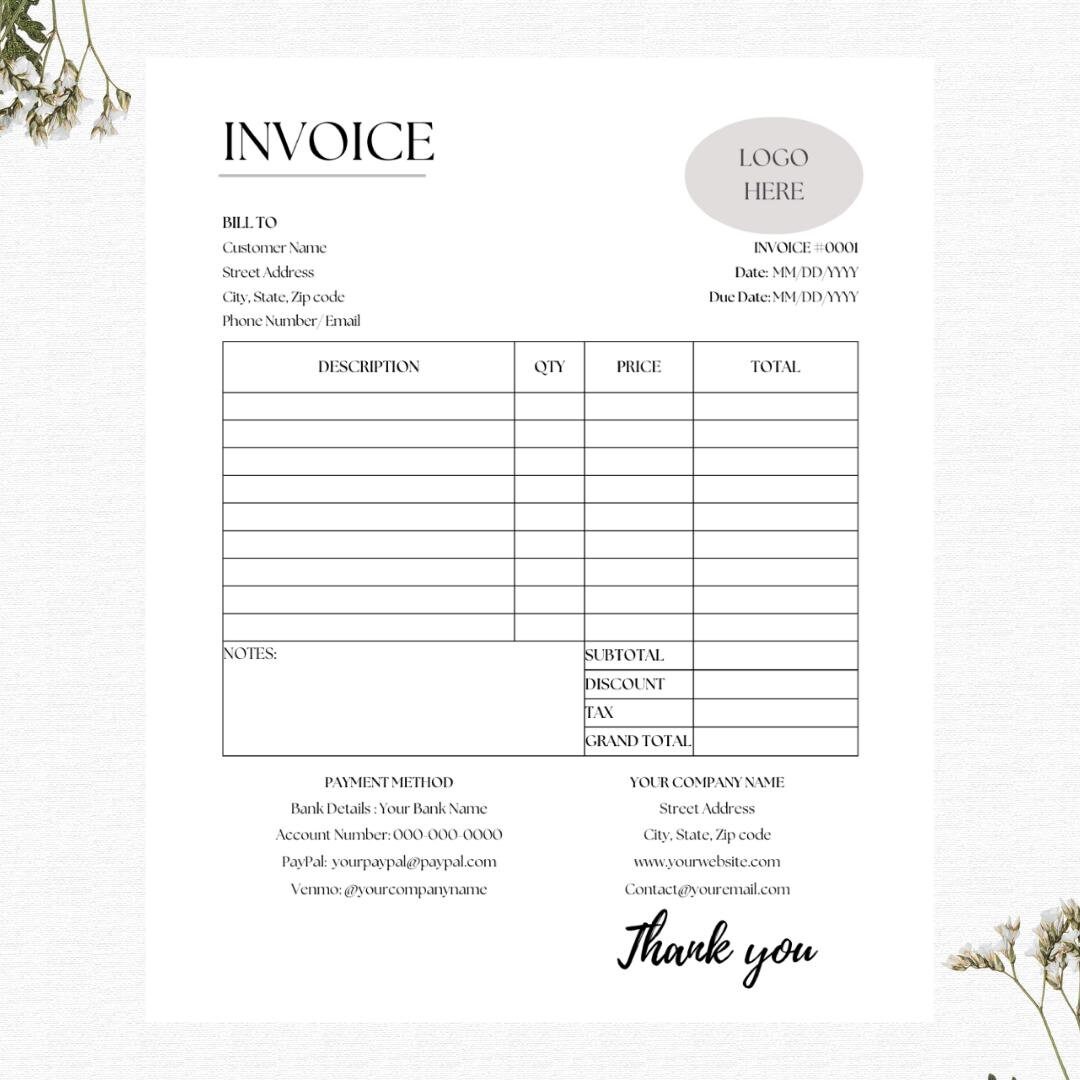Editable Invoice Templates Google Sheets Google Docs Word Excel Canva ...
