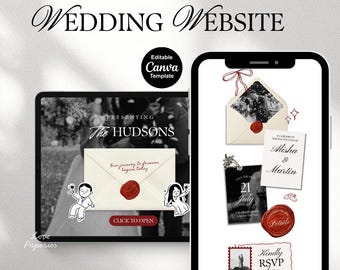 Sjabloon voor grillige bruiloftswebsite: bewerkbaar canva-ontwerp (digitale download)