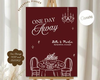 Bewerkbaar welkomstbord voor het repetitiediner: grillig diner met de hand getekend ontwerp (digitale download, canvasjabloon)
