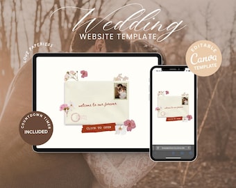 Save The Date Wedding Website Template: Editable Canva Design (Digital Download)