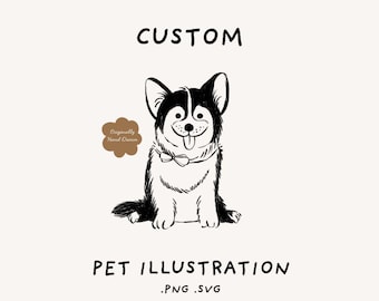 Aangepaste handgetekende huisdierillustratie - gepersonaliseerde hond- of kattekening (digitale download)