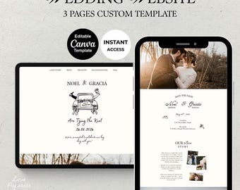 Whimsical Wedding Website Template with RSVP: Editable Canva Design (Digital Download)