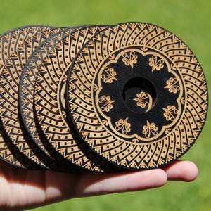 Sale - Aesthetic Wooden Mandala Design Crystal or Sphere Stand - Decorative Holder for Crystals & Spheres, Boho Home Decor (Design 2)