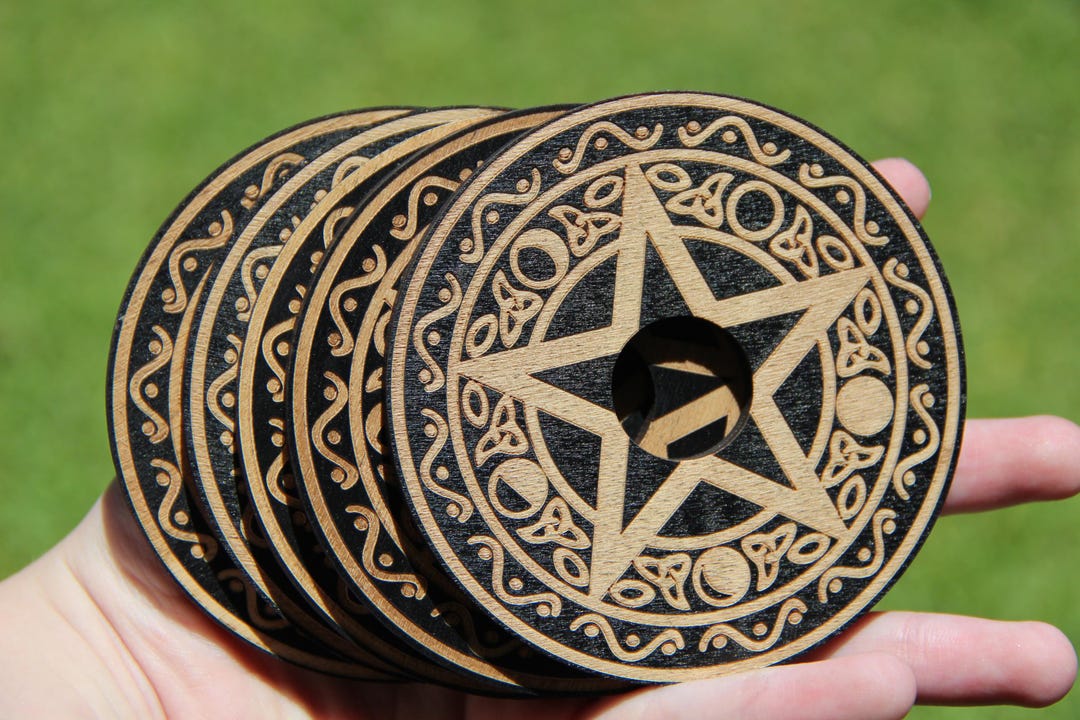 Rustic Wooden Crystal Sphere Stand | Mandala Design | Boho Altar Decor ...