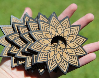 Standaard houten bol mandala-ontwerp: kristallen houder, woondecoratie