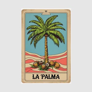 Retro Loteria Poster &#39;La Palma&#39;, Palma Tree Illustration