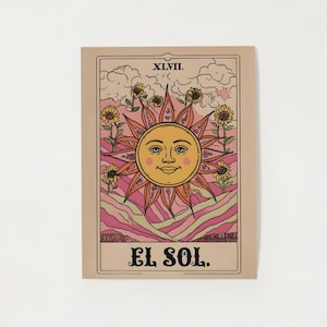 Plakat retro loterii „El Sol”, ilustracja słońca