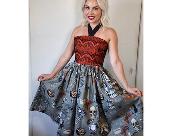 Gothic Seance Vintage Inspired Halloween Pinup Girl Dress